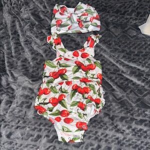 Bums & Roses I Cherry-Ish You Romper with Big Bow